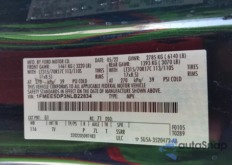 2022 Ford Bronco Wildtrak из США, поврежденный, VIN 1FMEE5DP3NLB22834